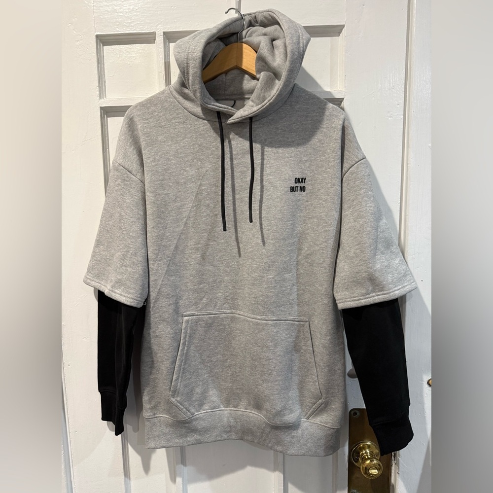 Okay But No Gray and Black Hoodie